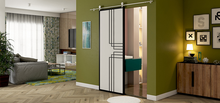 sliding bathroom door installation in Livingston